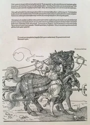 Rydwan triumfalny cesarza Maksymiliana I (1459-1519): szczegół zaprzęgów konnych, kierowanych dwiema cnotami, wielkodusznością i śmiałością